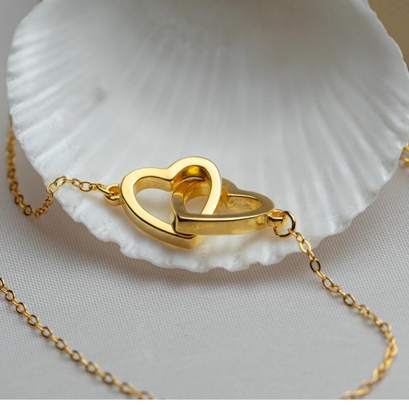 Jewelry - Charter Club 18K gold plated Double Heart Interlocking Necklace – Solid Silver